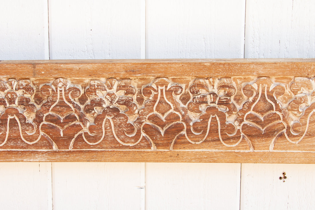Whitewash Carved Teak Wall Panel (Trade)