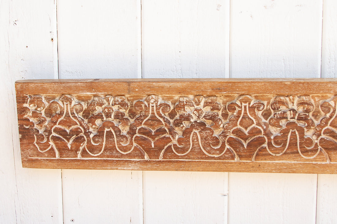 Whitewash Carved Teak Wall Panel (Trade)