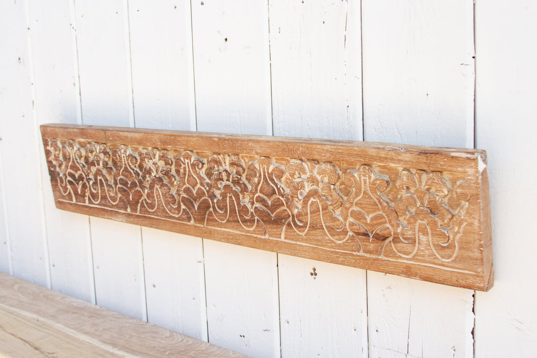Whitewash Carved Teak Wall Panel (Trade)