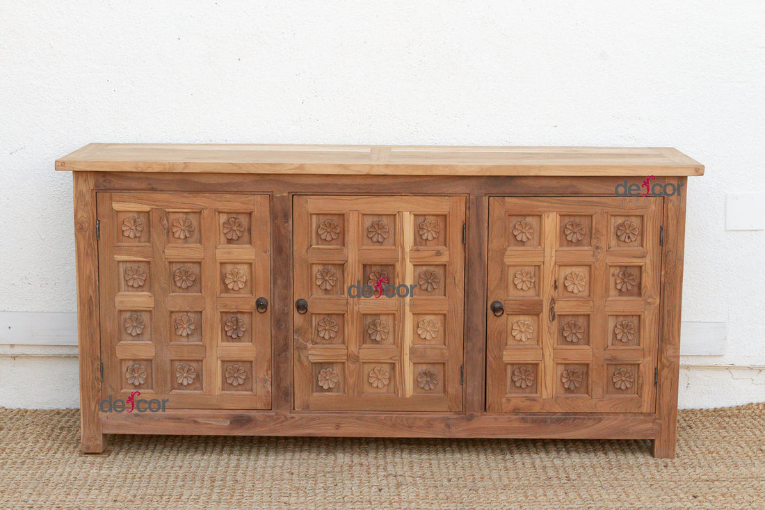 Reclaimed Teak Lotus Flower Sideboard