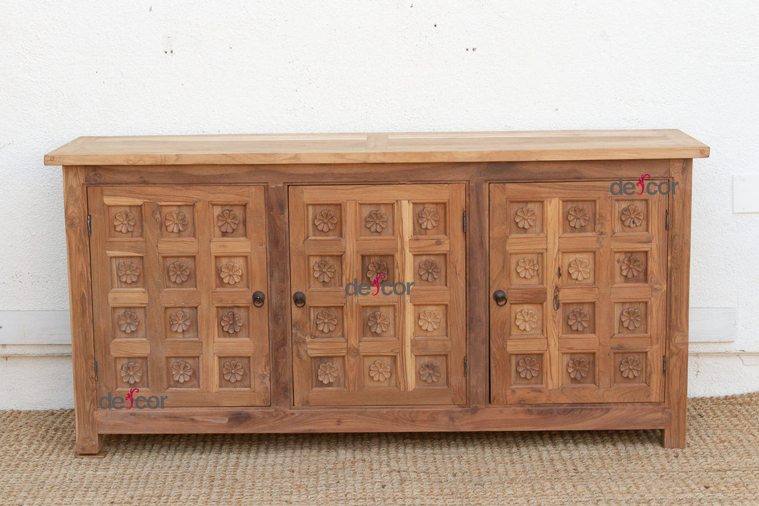 Reclaimed Teak Lotus Flower Sideboard