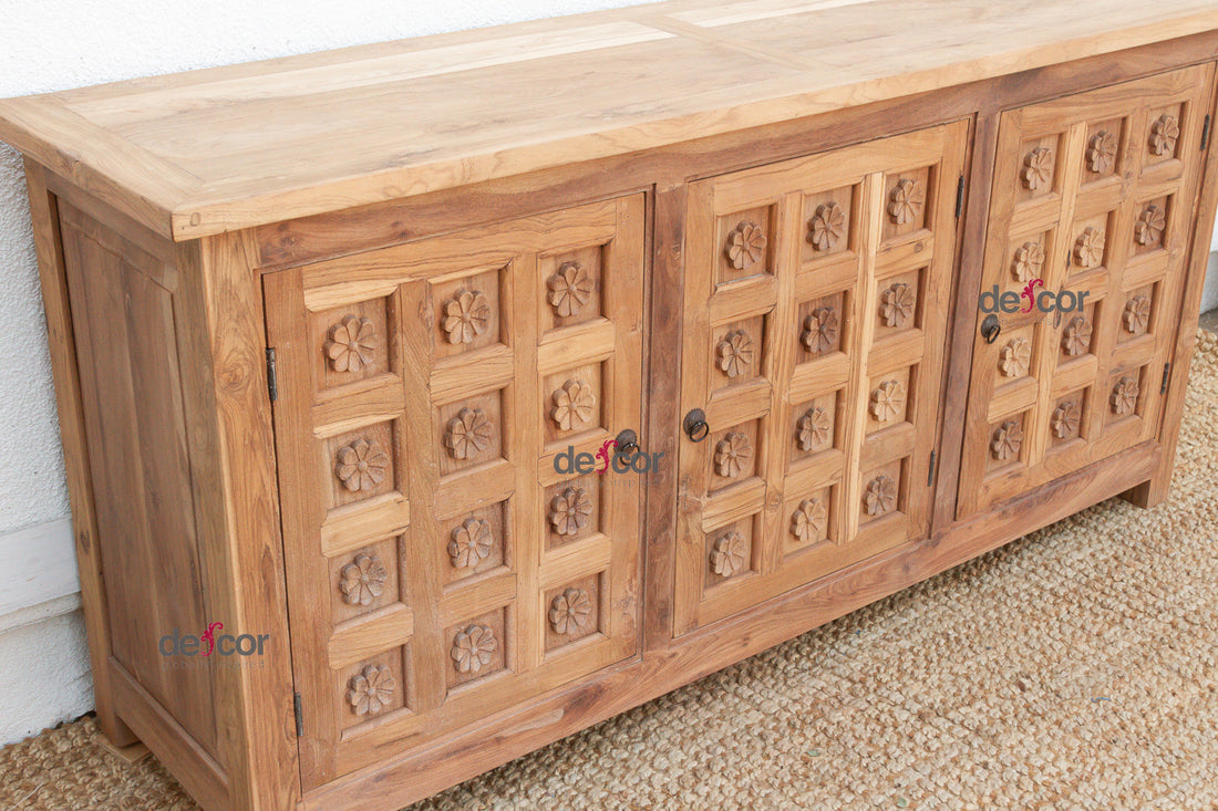 Reclaimed Teak Lotus Flower Sideboard