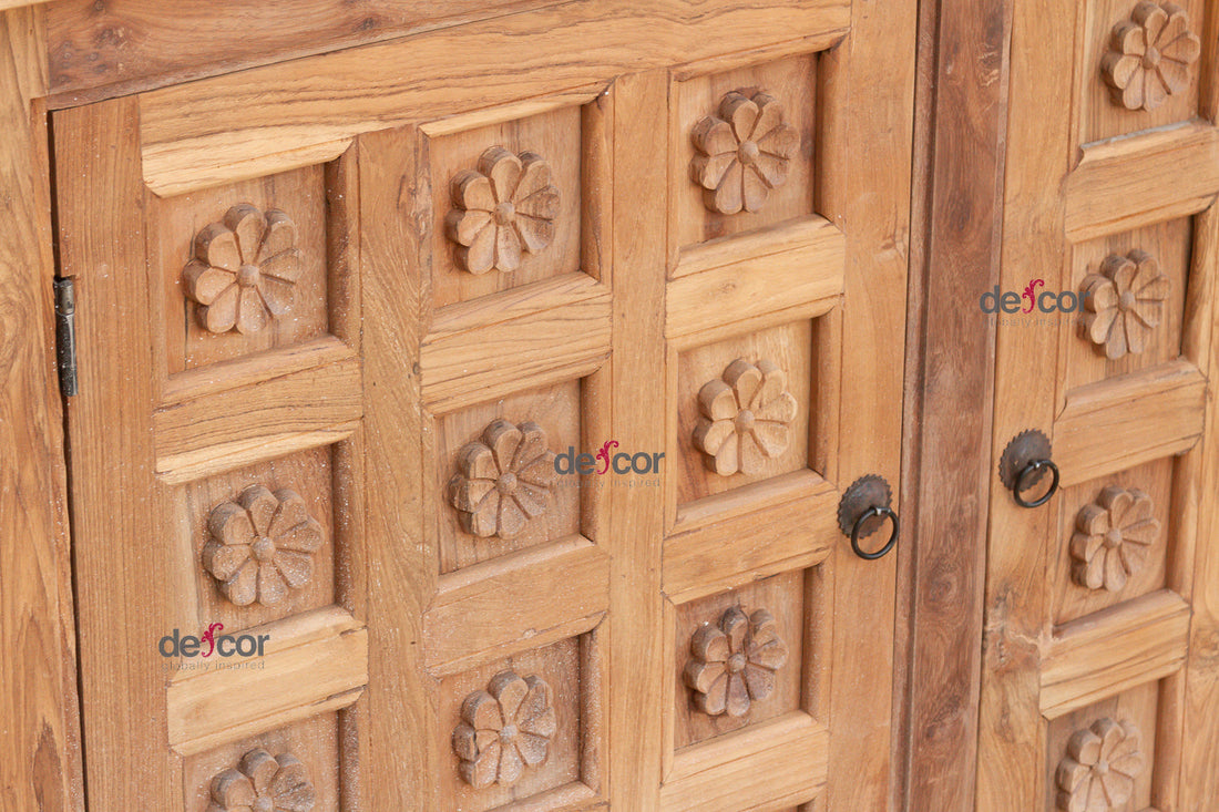 Reclaimed Teak Lotus Flower Sideboard