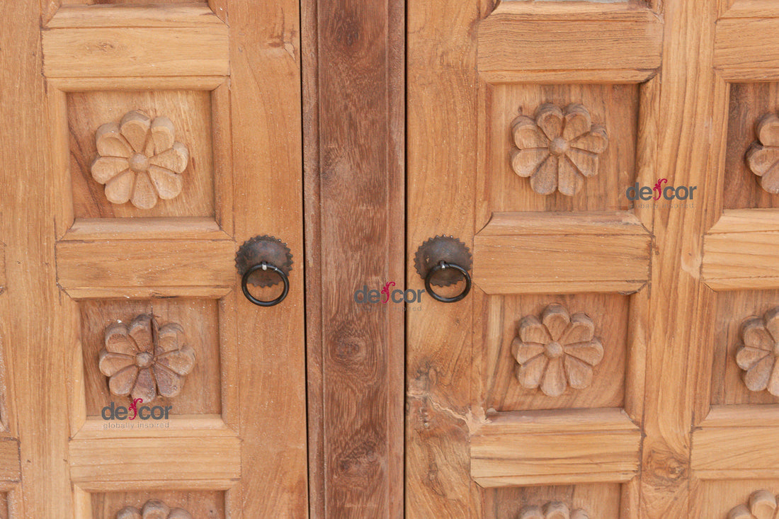 Reclaimed Teak Lotus Flower Sideboard