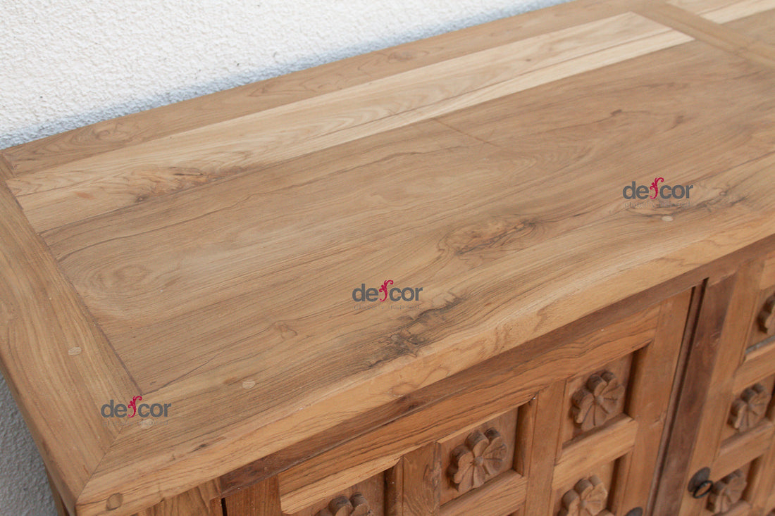 Reclaimed Teak Lotus Flower Sideboard