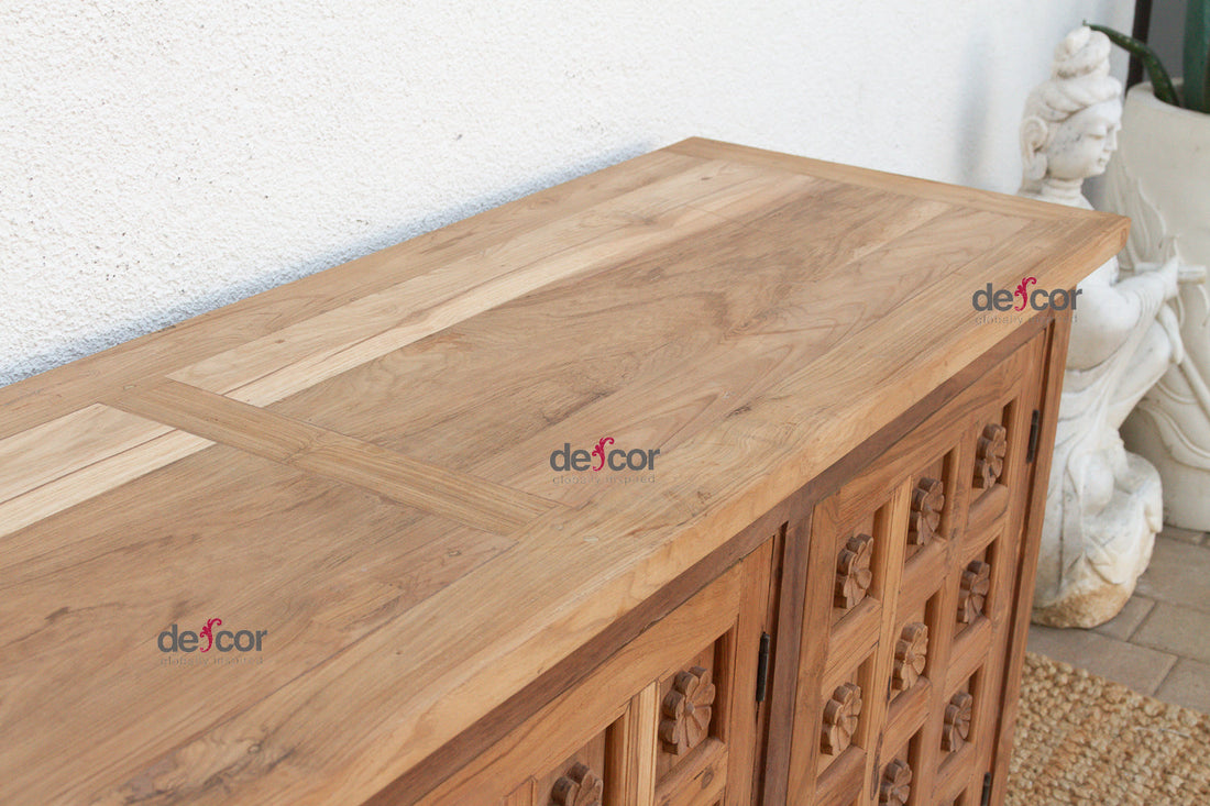 Reclaimed Teak Lotus Flower Sideboard