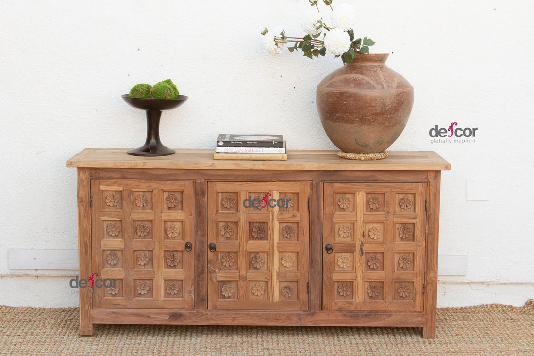 Reclaimed Teak Lotus Flower Sideboard