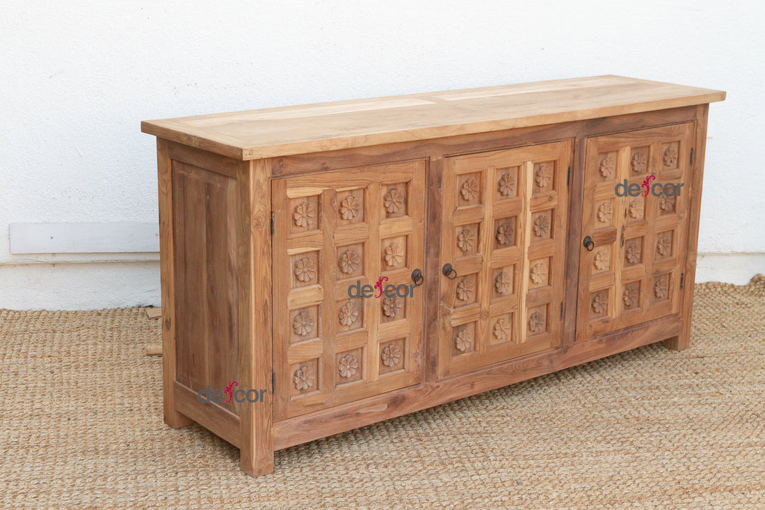 Reclaimed Teak Lotus Flower Sideboard