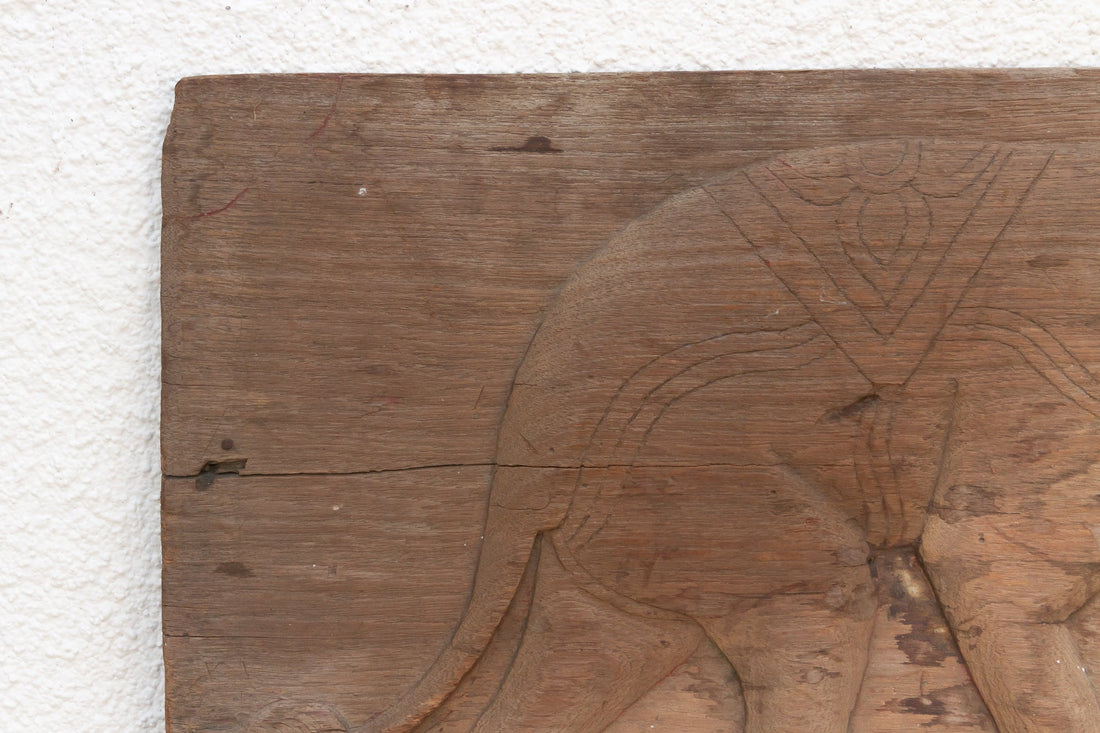 Weathered Teak Hand-carved Elephant Carving