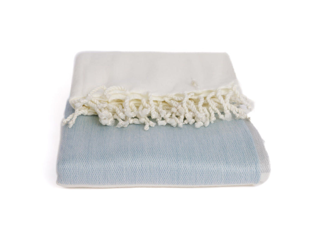 Handwoven Alpaca Throw Blanket From Ecuador - Glacier Grays & White - Kallpa Collection