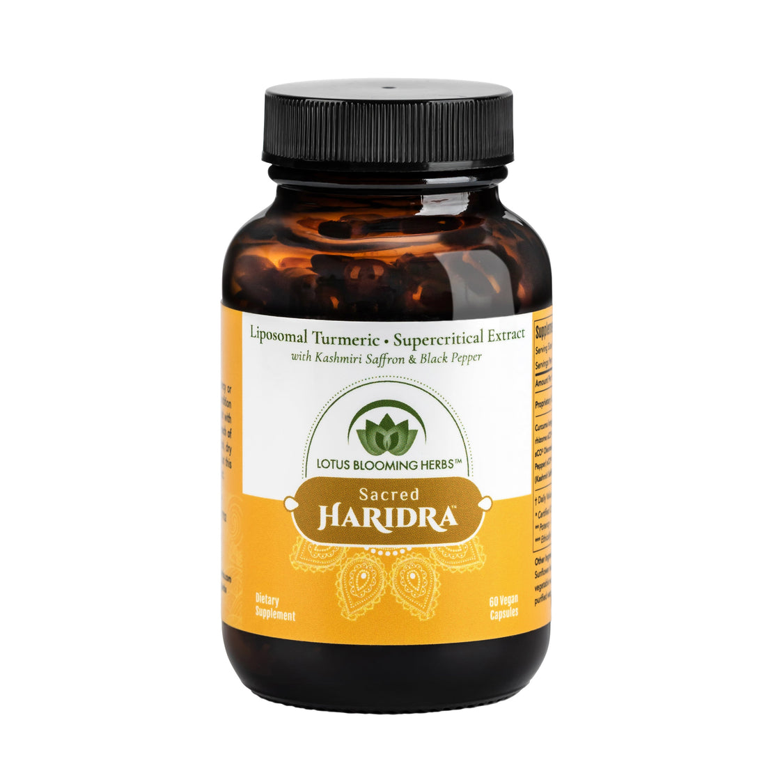 Sacred Haridra™ | Supercritical Extract of Turmeric, Kashmiri Saffron and Black Pepper in Liposomal Form (60 vegan capsules)