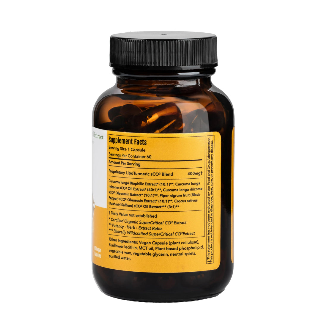 Sacred Haridra™ | Supercritical Extract of Turmeric, Kashmiri Saffron and Black Pepper in Liposomal Form (60 vegan capsules)