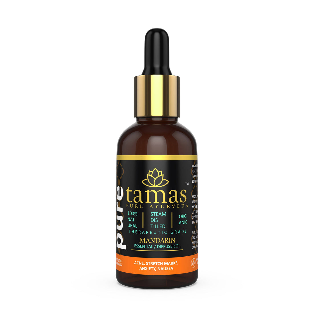 Tamas Pure Ayurveda 100% Organic Mandarin Essential Oil - USDA Certified Organic