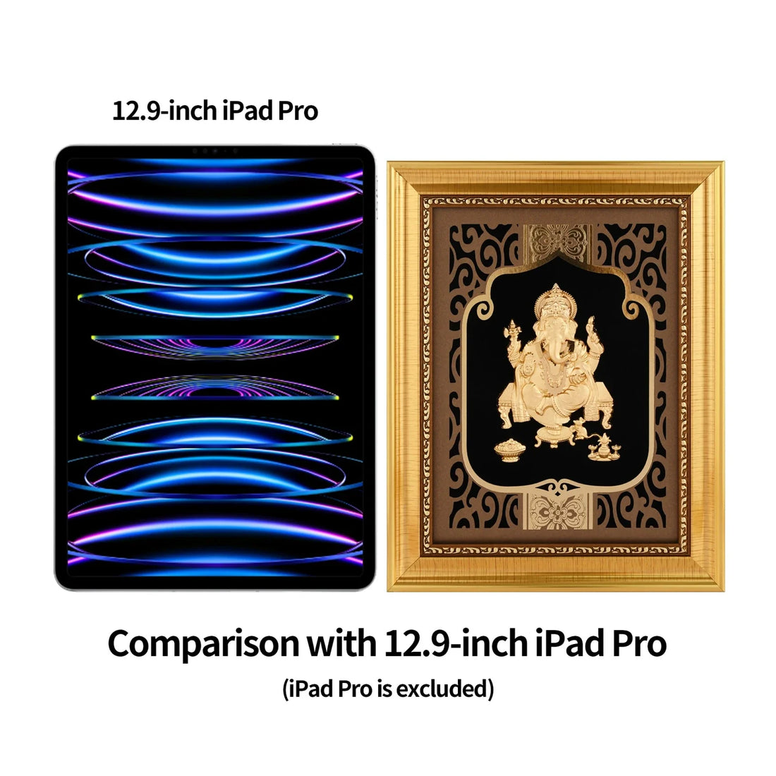 Ganesha Ji 24K Gold Foil Painting with Shiny Gold Versatile Frame, 8x10 Inches