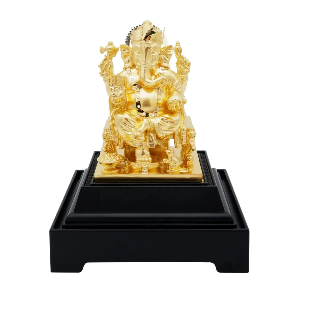 Ganesha Ji 24K Gold Gilded Statue Desk Deco, 4.7x4.1x7.5 Inches