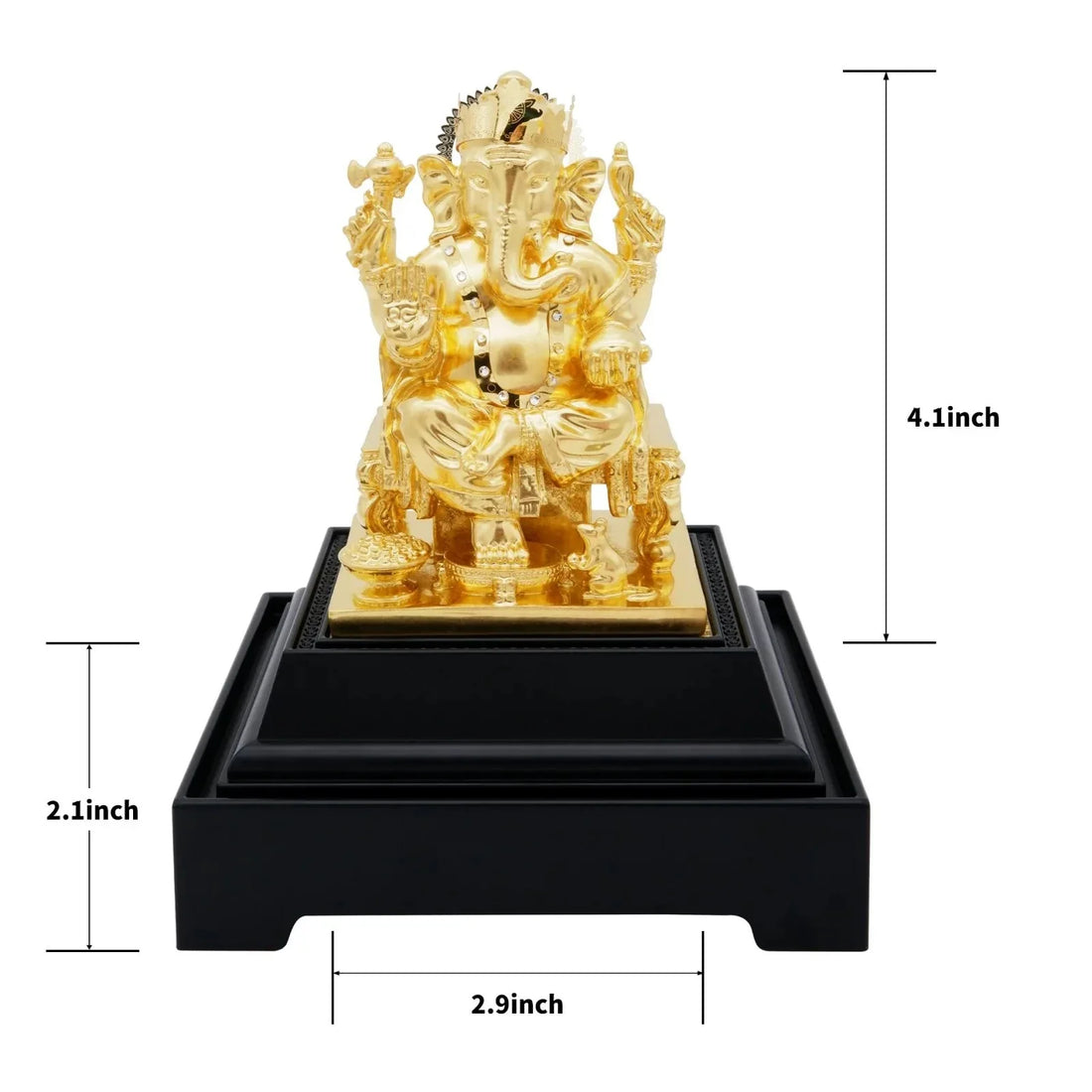 Ganesha Ji 24K Gold Gilded Statue Desk Deco, 4.7x4.1x7.5 Inches