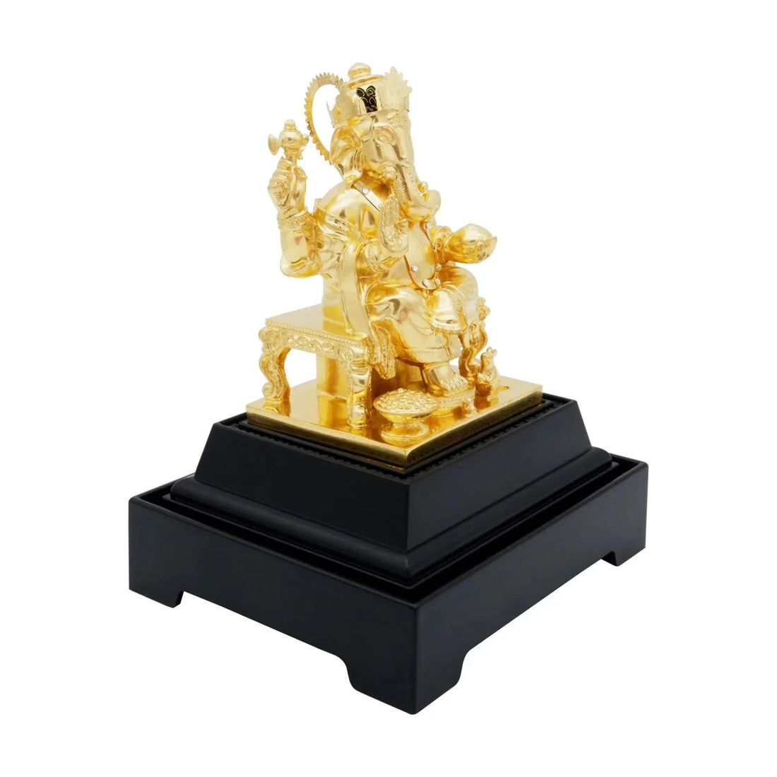 Ganesha Ji 24K Gold Gilded Statue Desk Deco, 4.7x4.1x7.5 Inches