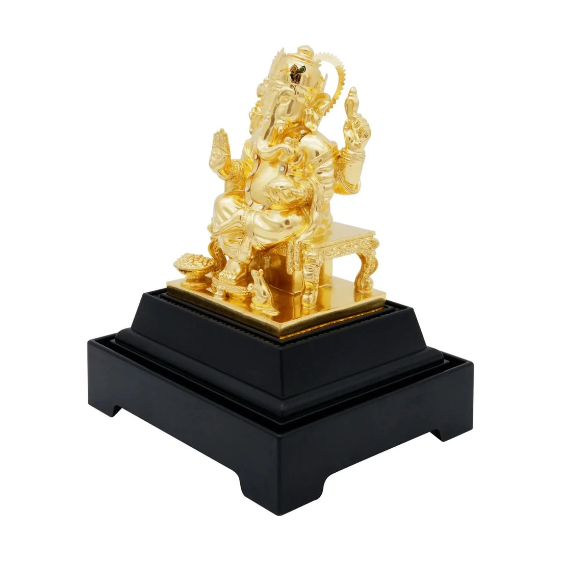 Ganesha Ji 24K Gold Gilded Statue Desk Deco, 4.7x4.1x7.5 Inches