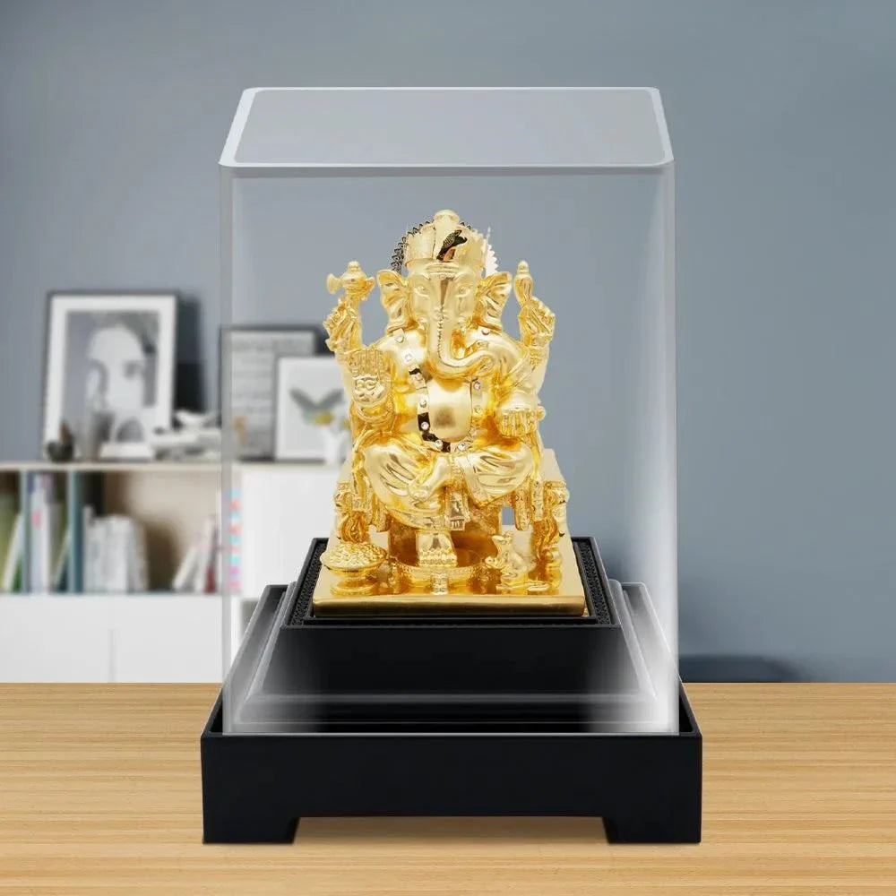 Ganesha Ji 24K Gold Gilded Statue Desk Deco, 4.7x4.1x7.5 Inches