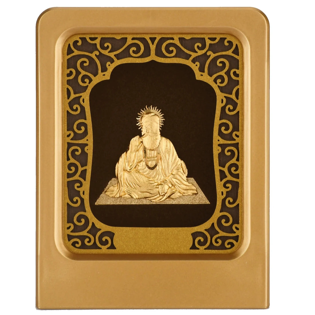 Guru Ji 24K Gold Foil Painting with Matte Gold Tabletop Frame, 2x3 Inches