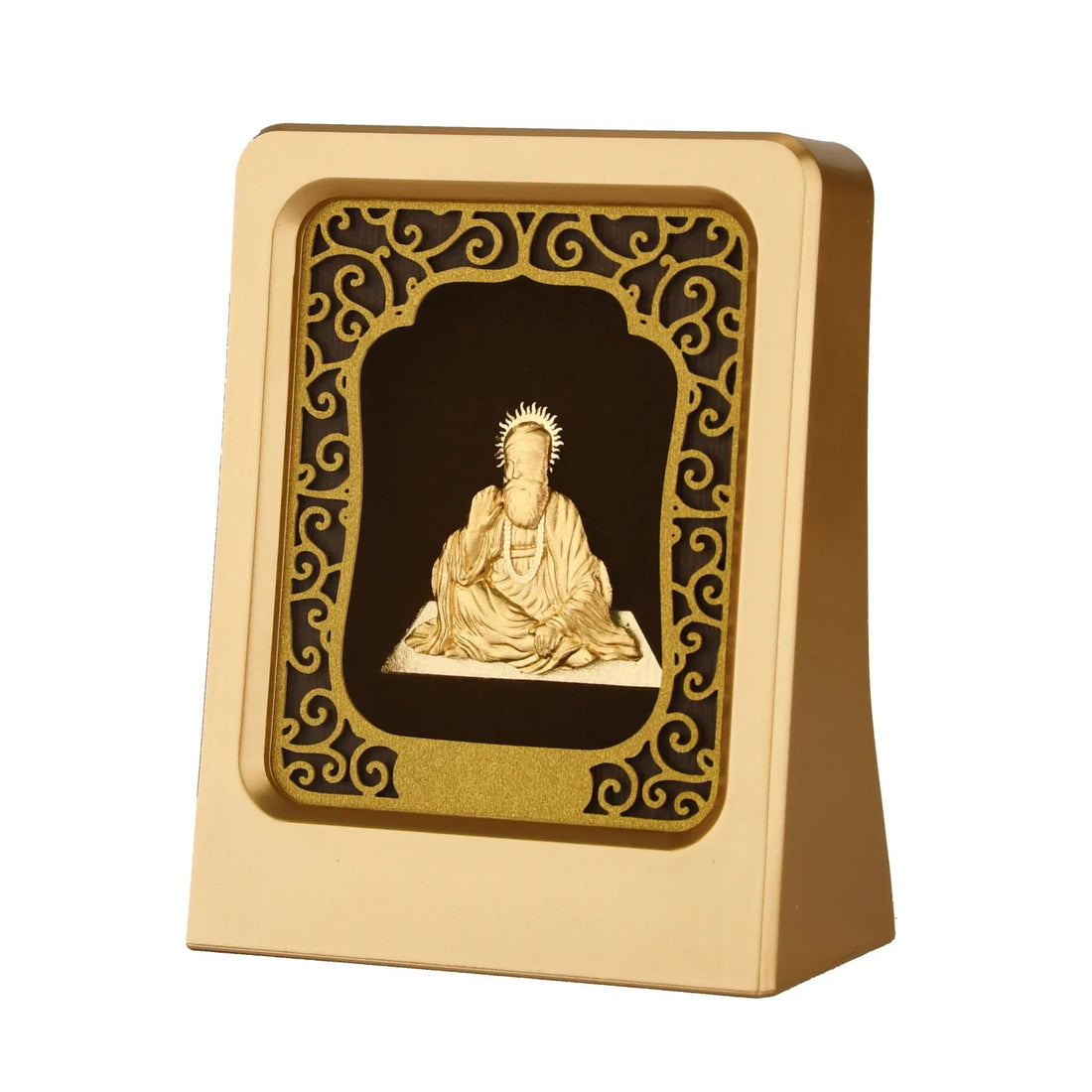 Guru Ji 24K Gold Foil Painting with Matte Gold Tabletop Frame, 2x3 Inches
