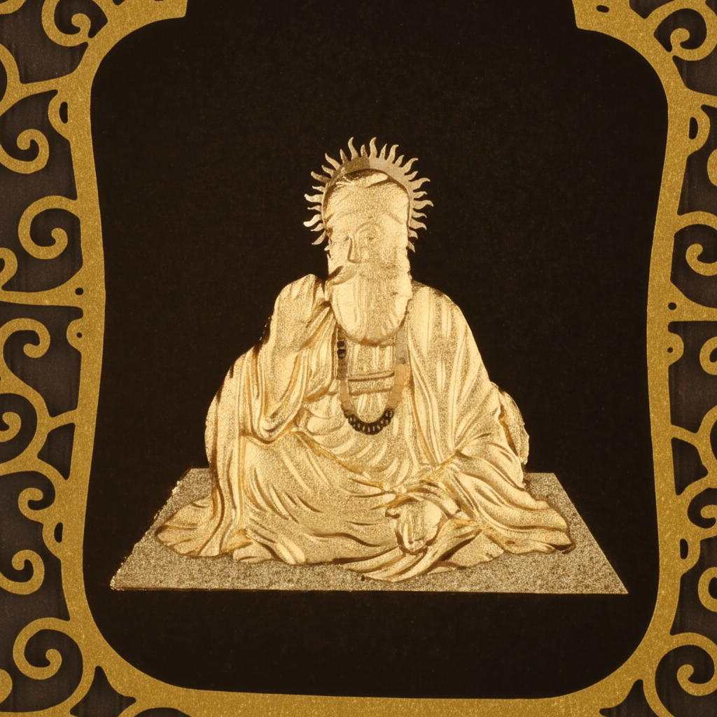 Guru 24K Gold Foil Painting Frame (2x3") - Sacred Spiritual Master Temple Art for Home Mandir, Meditation Desk & Gift
