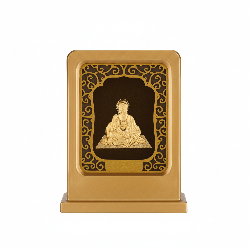 Guru 24K Gold Foil Painting Frame (2x3") - Sacred Spiritual Master Temple Art for Home Mandir, Meditation Desk & Gift