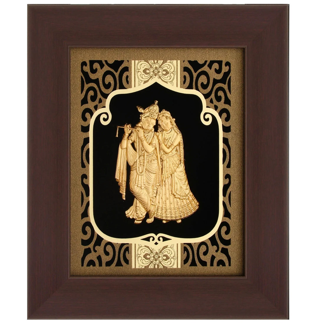 Krishna 24K Gold Foil Painting with Burgundy Versatile Frame, 6x7 Inches