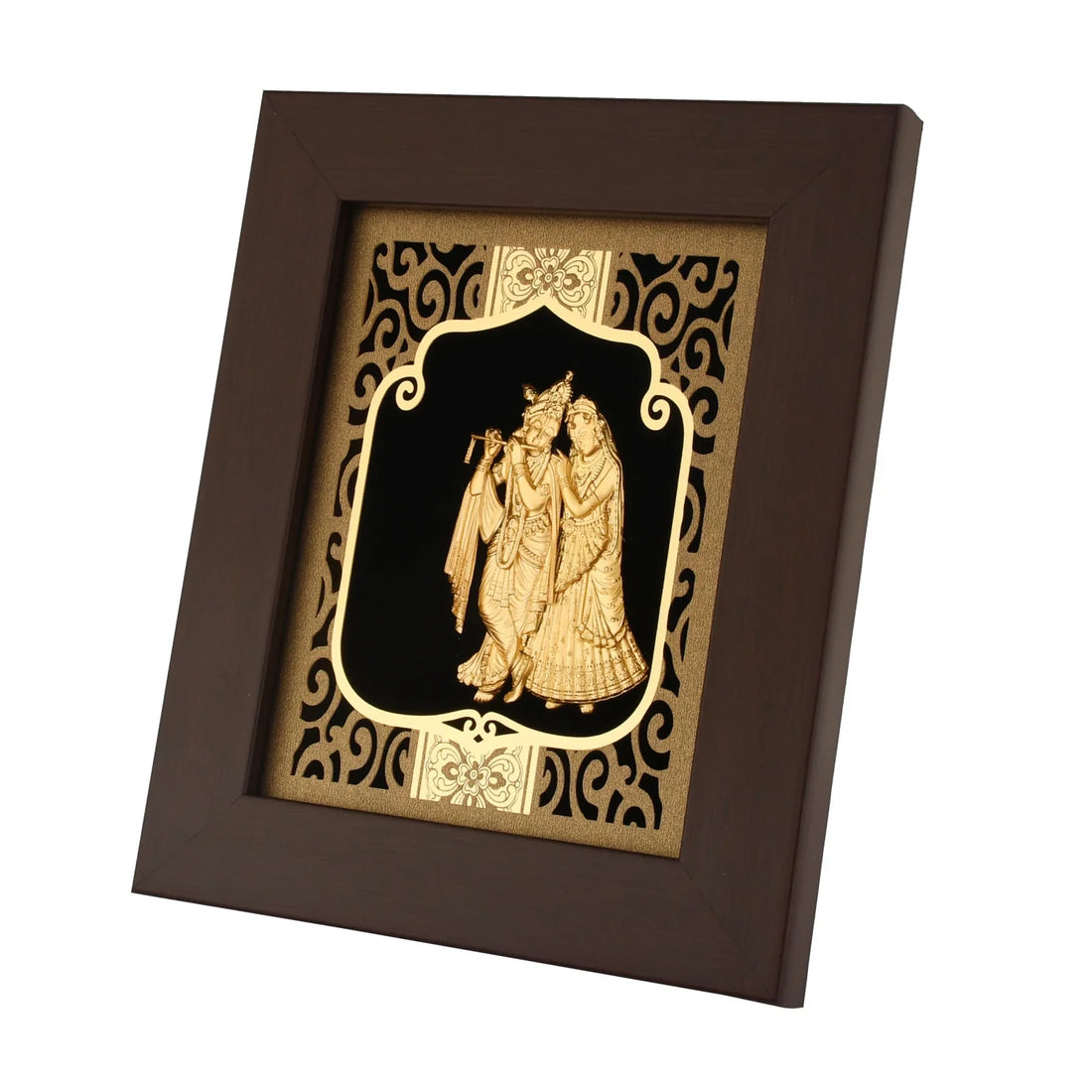 Krishna 24K Gold Foil Painting with Burgundy Versatile Frame, 6x7 Inches