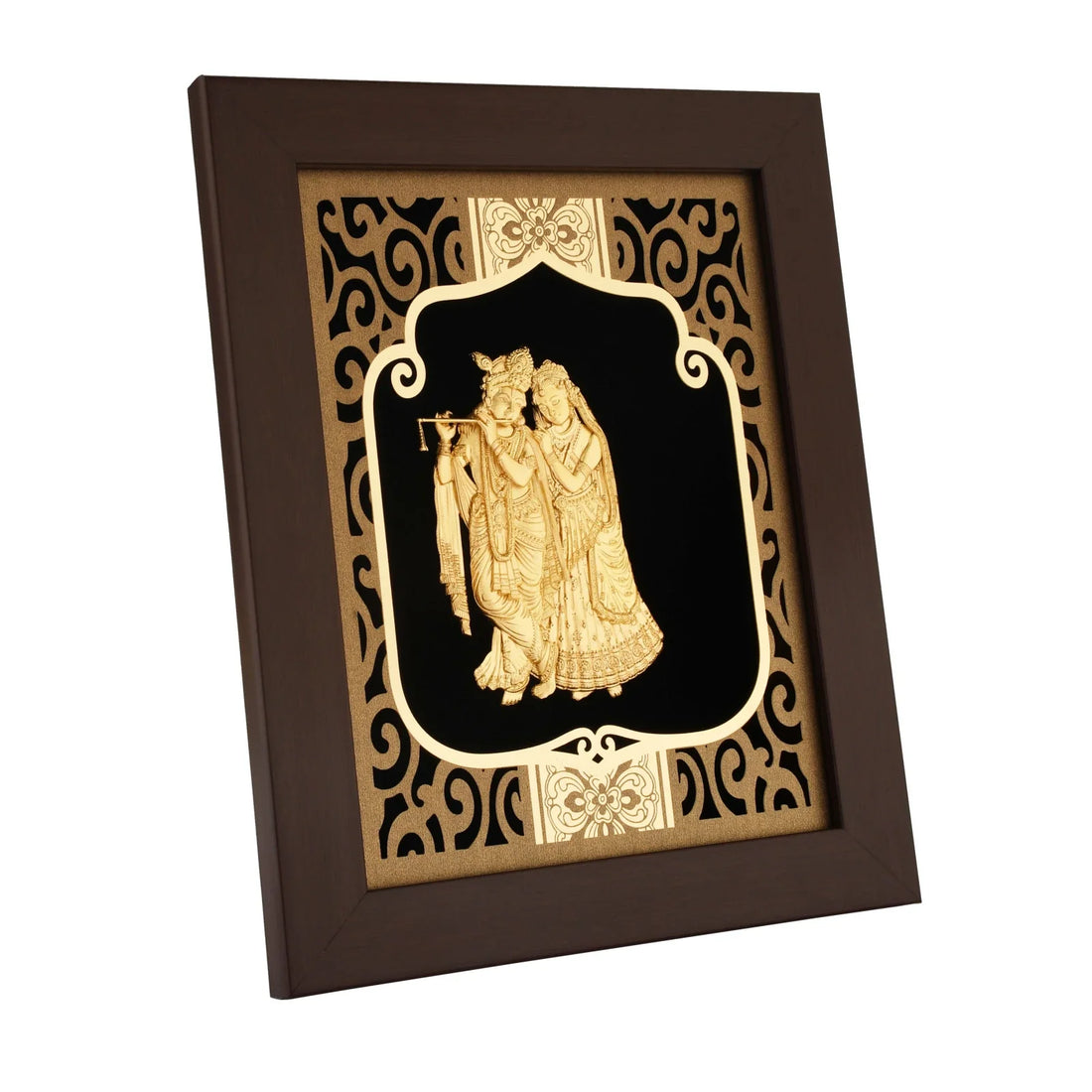 Krishna 24K Gold Foil Painting with Burgundy Versatile Frame, 8x10 Inches