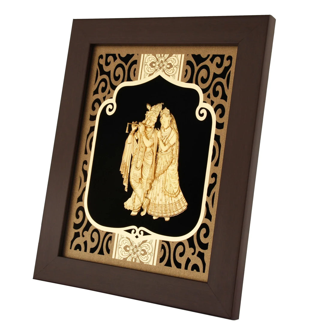 Krishna 24K Gold Foil Painting with Burgundy Versatile Frame, 8x10 Inches