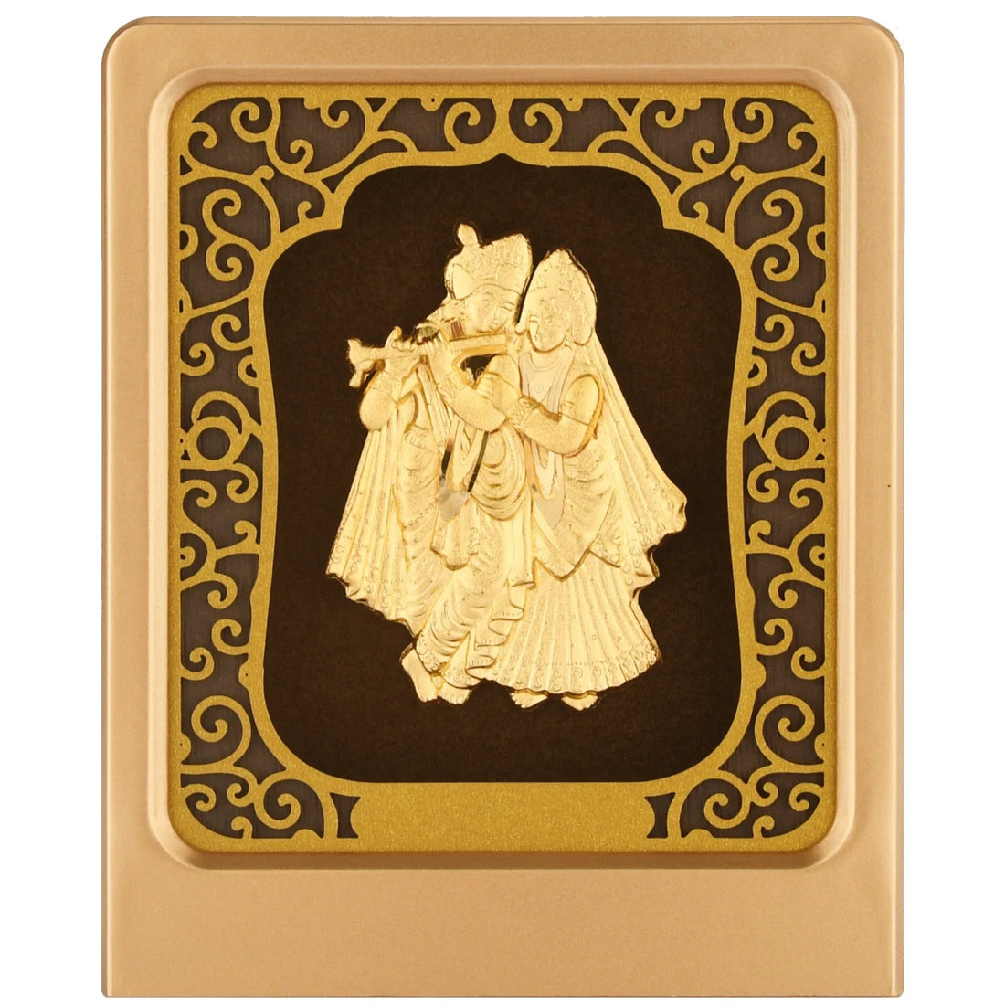 Krishna 24K Gold Foil Painting with Matte Gold Tabletop Frame, 3x4 Inches