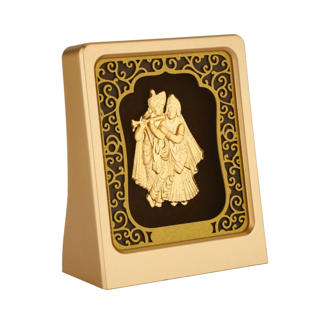 Krishna 24K Gold Foil Painting with Matte Gold Tabletop Frame, 3x4 Inches