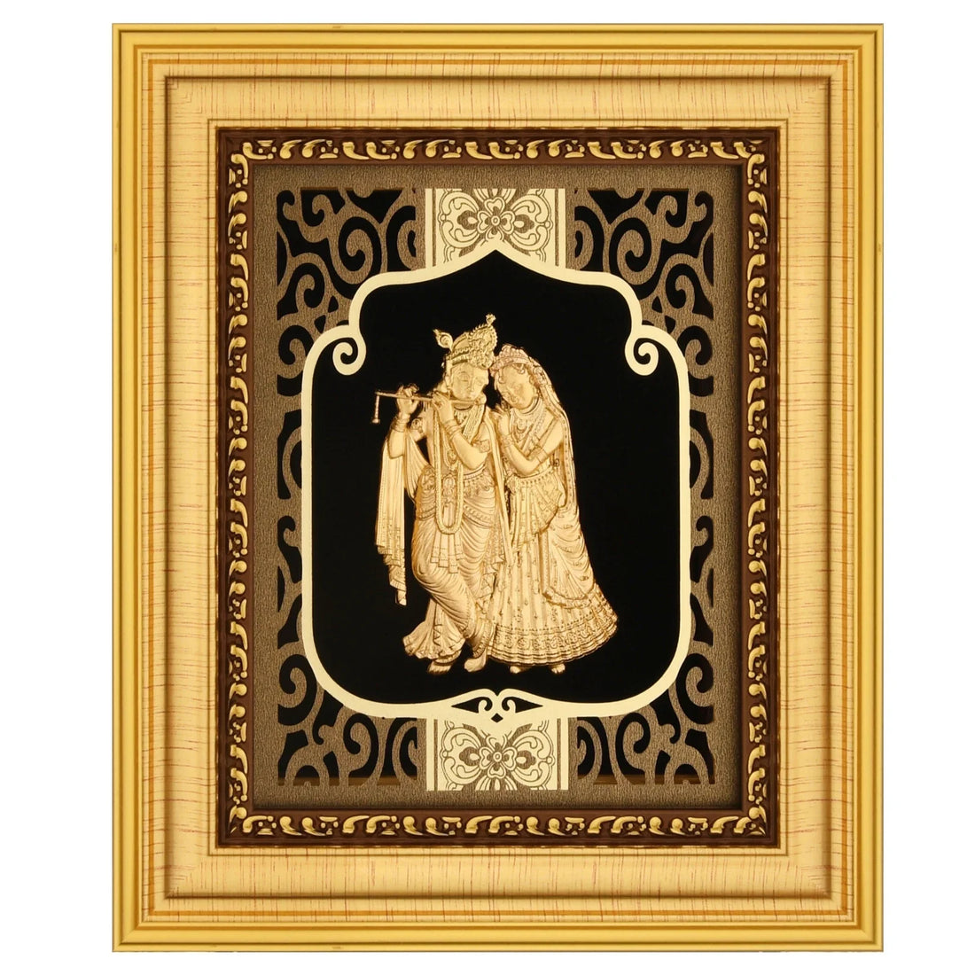 Krishna 24K Gold Foil Painting with Shiny Gold Versatile Frame, 6x7 Inches