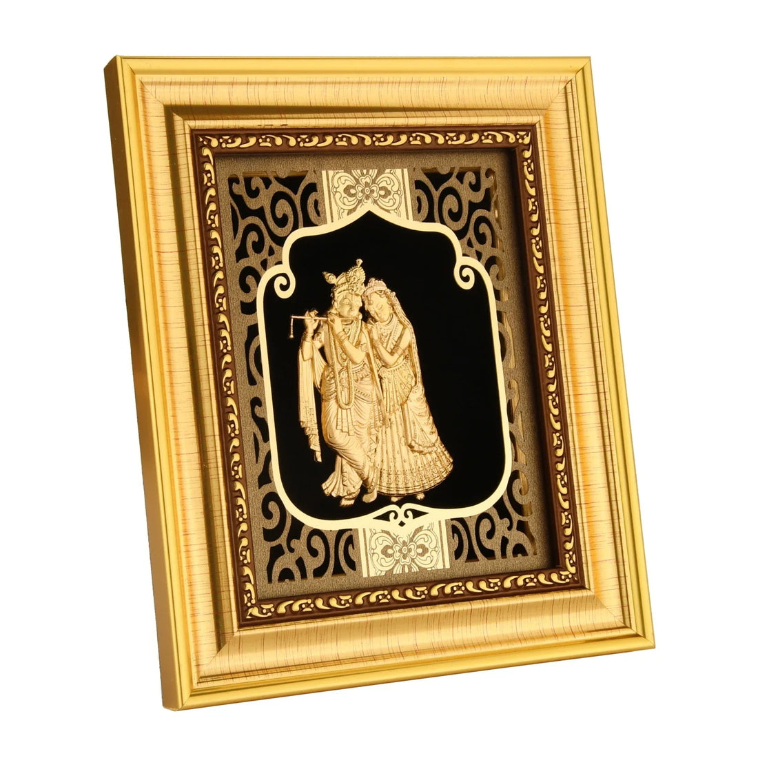 Krishna 24K Gold Foil Painting with Shiny Gold Versatile Frame, 6x7 Inches