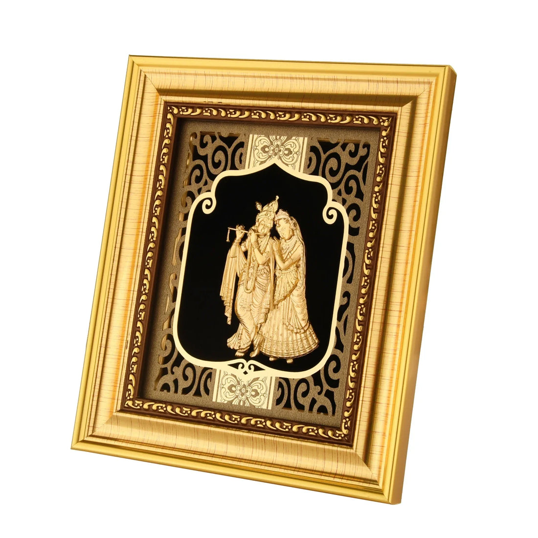 Krishna 24K Gold Foil Painting with Shiny Gold Versatile Frame, 6x7 Inches