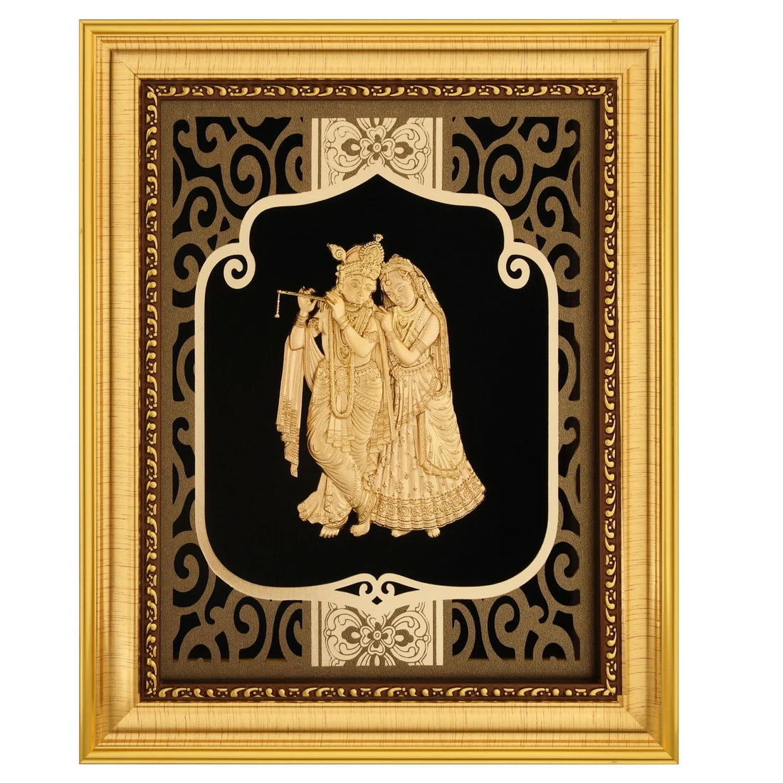 Krishna 24K Gold Foil Painting with Shiny Gold Versatile Frame, 8x10 Inches
