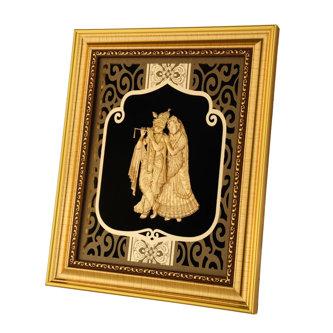 Krishna 24K Gold Foil Painting with Shiny Gold Versatile Frame, 8x10 Inches
