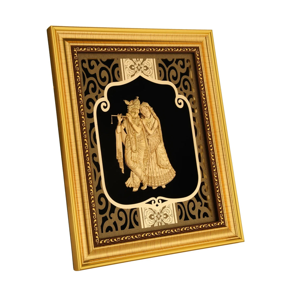 Krishna 24K Gold Foil Painting with Shiny Gold Versatile Frame, 8x10 Inches