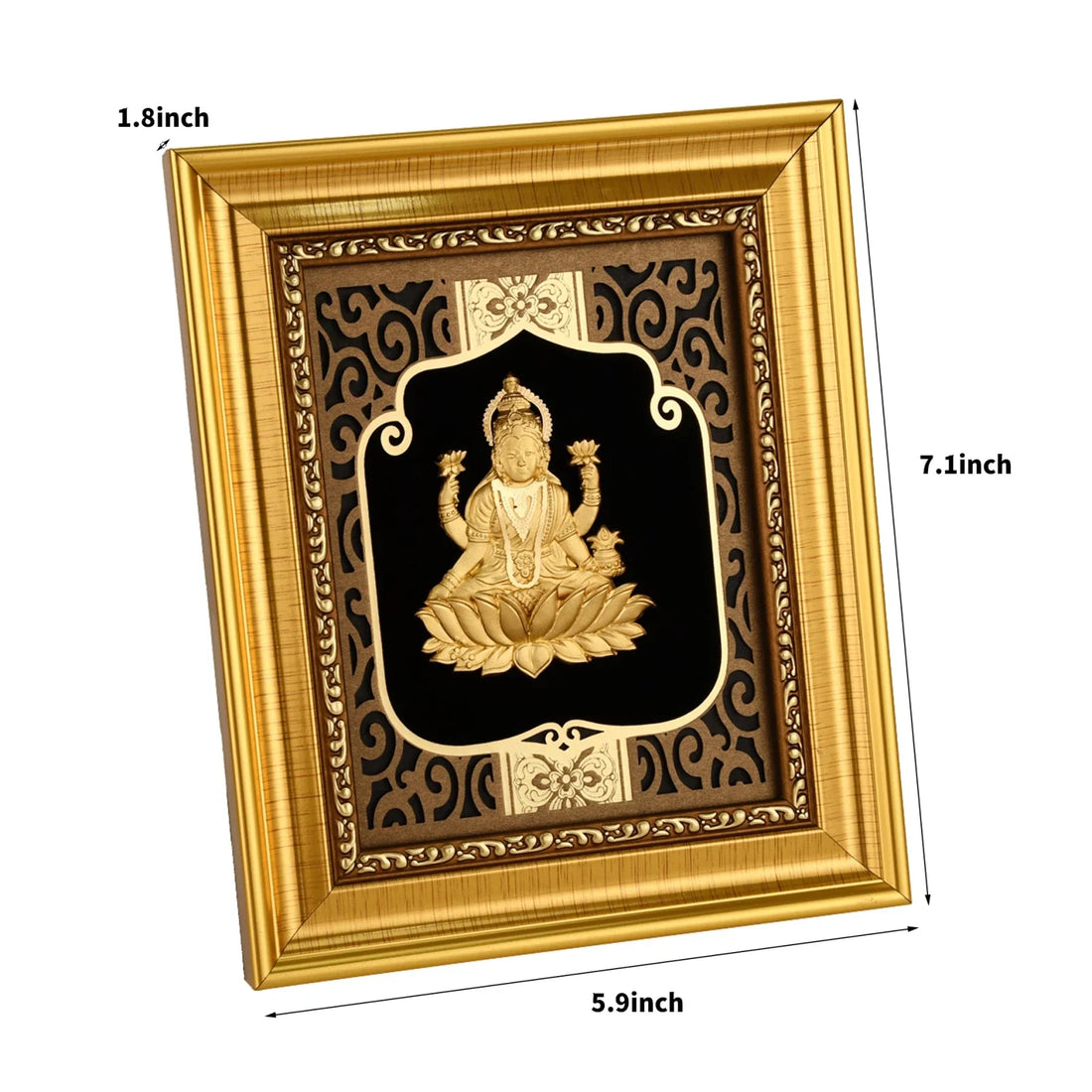 Lakshmi Ji 24K Gold Foil Painting with Shiny Gold Versatile Frame, 6x7 Inches