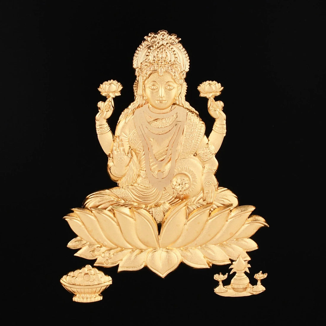 Lakshmi Ji 24K Gold Foil Painting with Shiny Gold Versatile Frame, 8x10 Inches