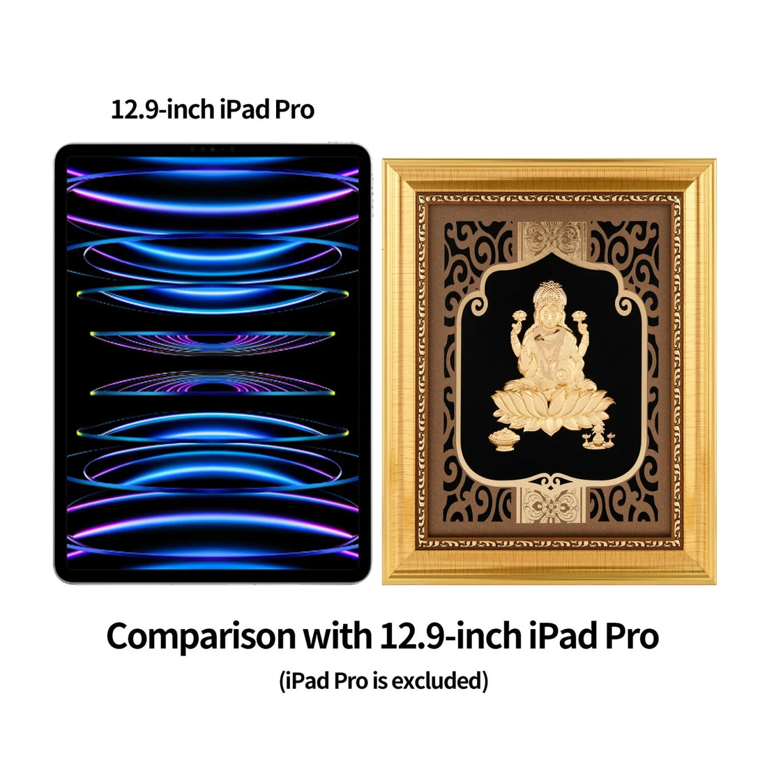Lakshmi Ji 24K Gold Foil Painting with Shiny Gold Versatile Frame, 8x10 Inches
