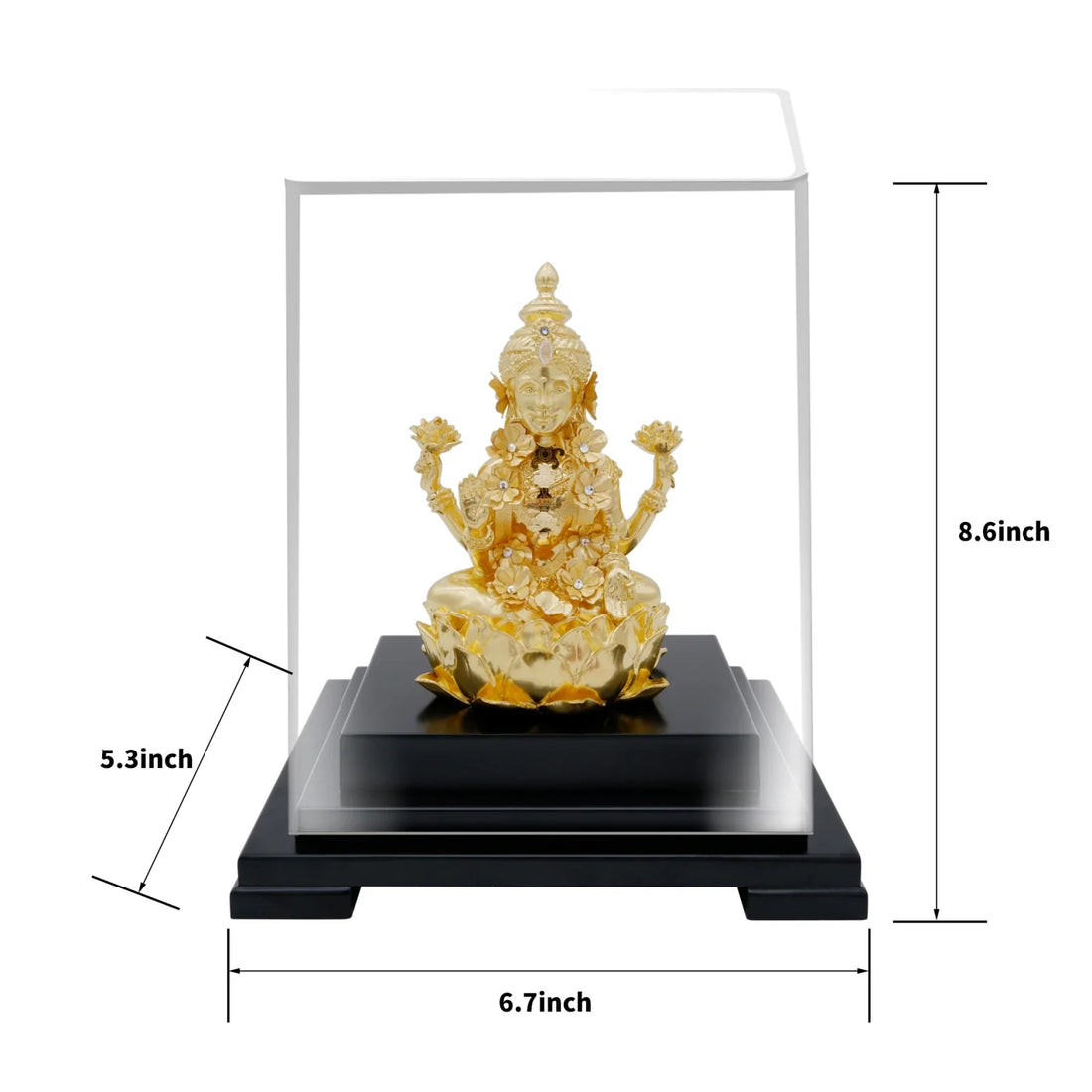 Lakshmi Ji 24K Gold Gilded Statue Desk Deco, 6.7x5.3x8.7 Inches