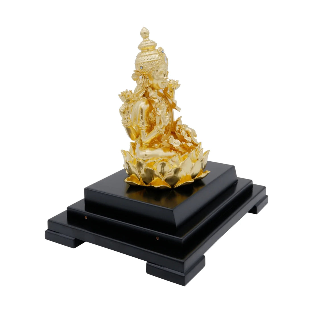 Lakshmi Ji 24K Gold Gilded Statue Desk Deco, 6.7x5.3x8.7 Inches