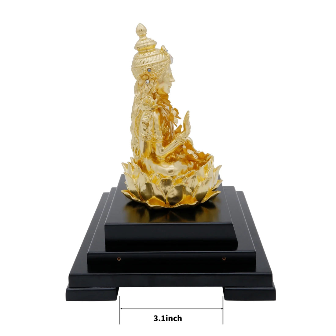 Lakshmi Ji 24K Gold Gilded Statue Desk Deco, 6.7x5.3x8.7 Inches