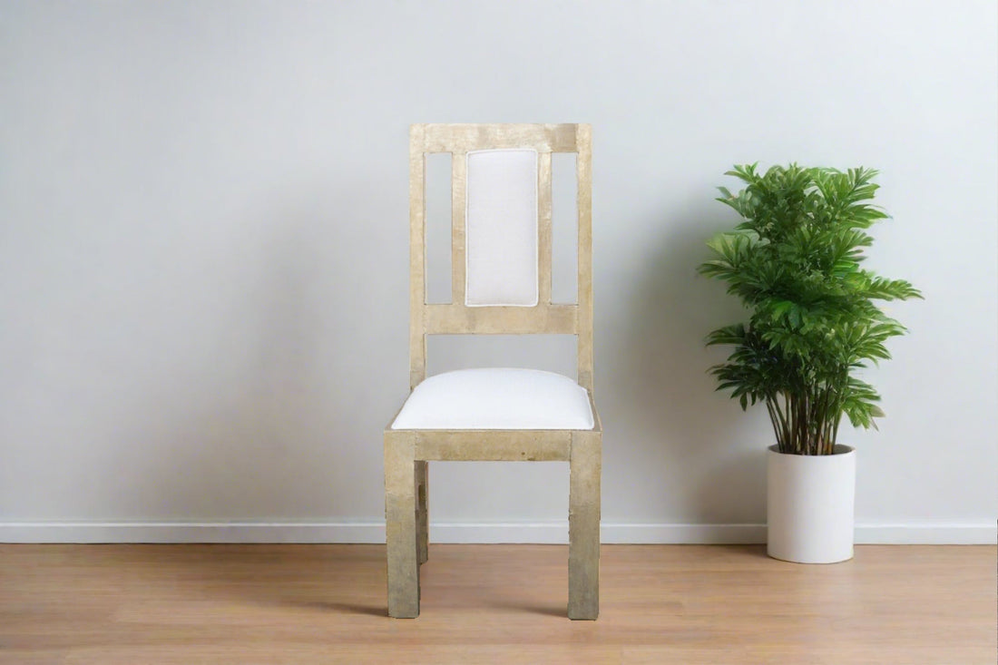 Vintage Silver Linen Dining Chair
